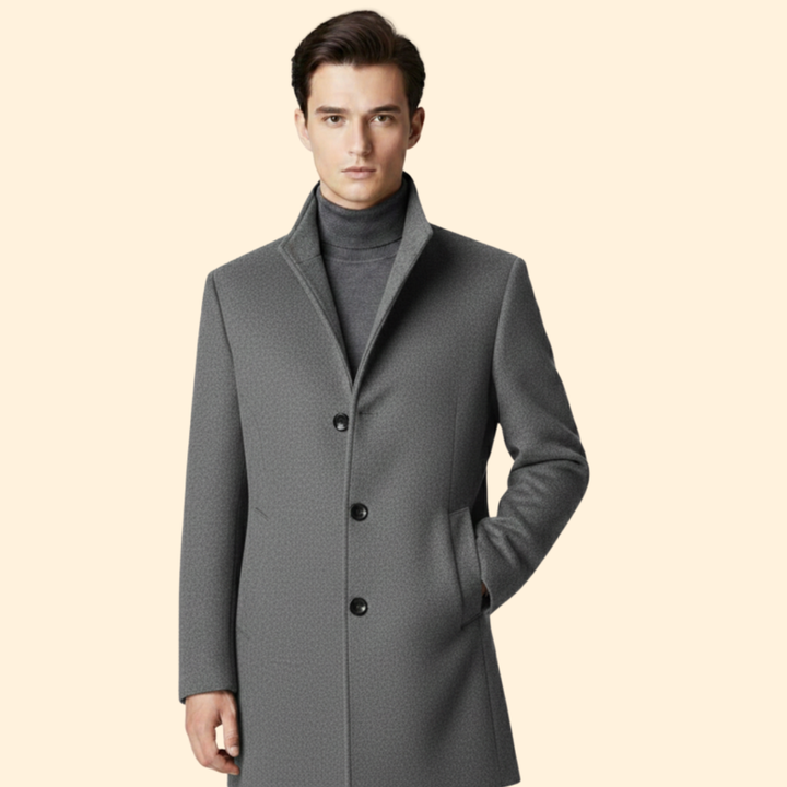Men’s Long Coat with Button Front