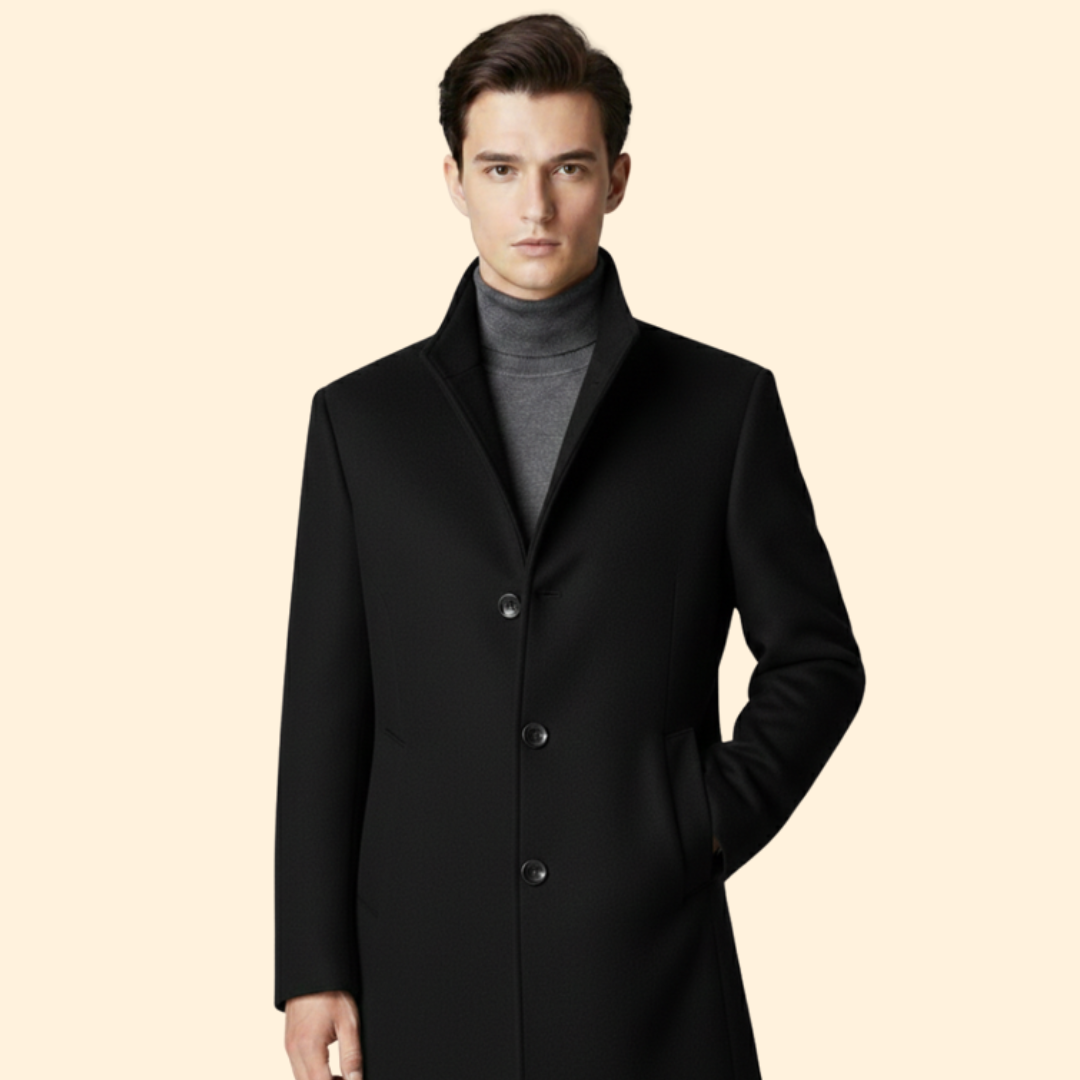 Men’s Long Coat with Button Front