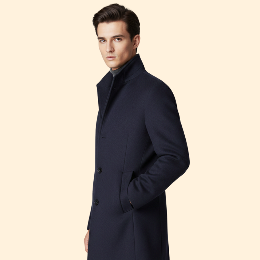 Men’s Long Coat with Button Front