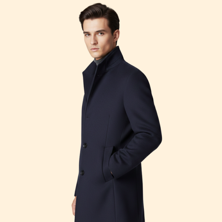 Men’s Long Coat with Button Front