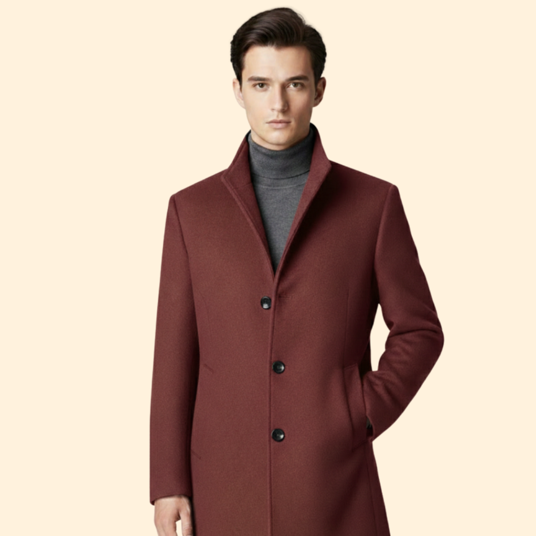 Men’s Long Coat with Button Front