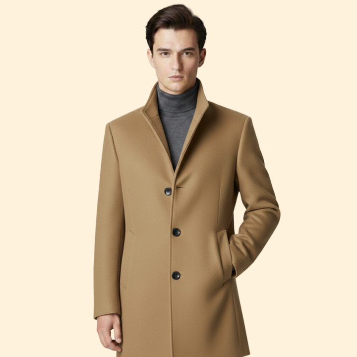 Men’s Long Coat with Button Front