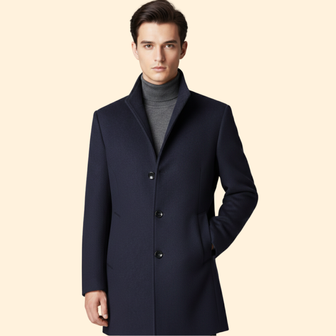Men’s Long Coat with Button Front