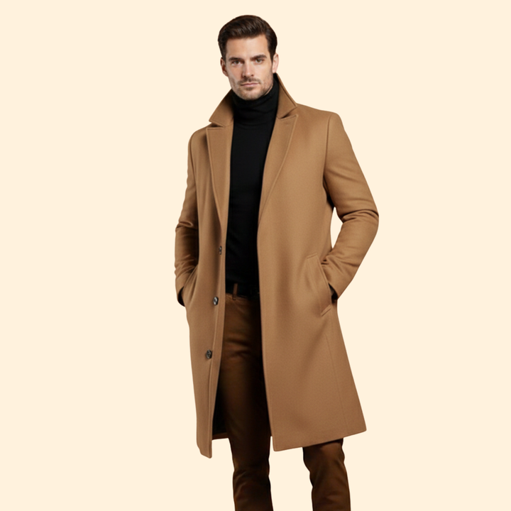 Men’s Long Coat with Front Slip Pockets