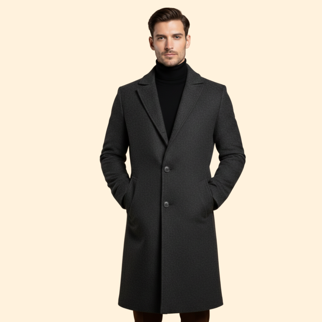 Men’s Long Coat with Front Slip Pockets