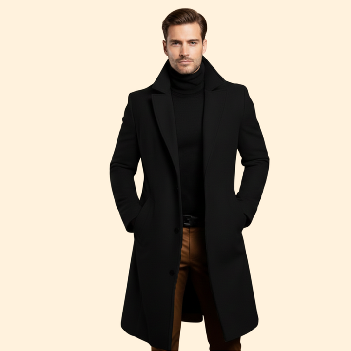 Men’s Long Coat with Front Slip Pockets