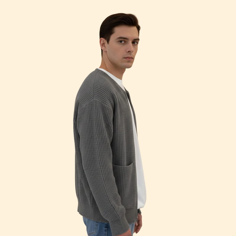 Men’s Ribbed Bomber Jacket with Zip