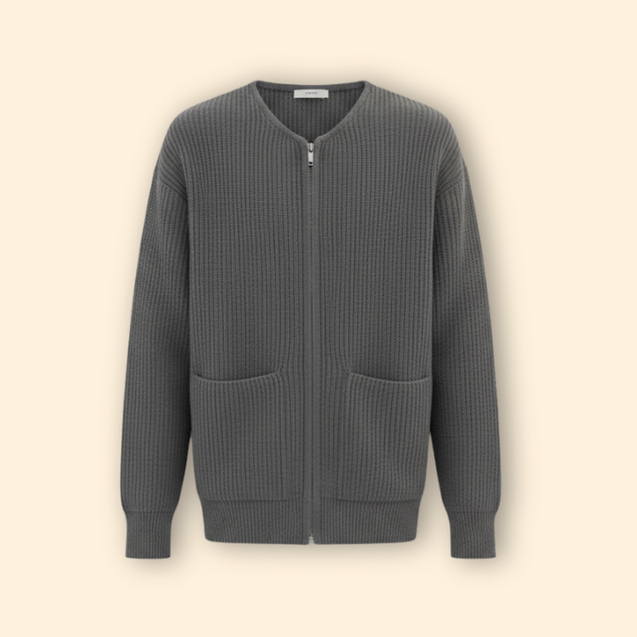 Men’s Ribbed Bomber Jacket with Zip