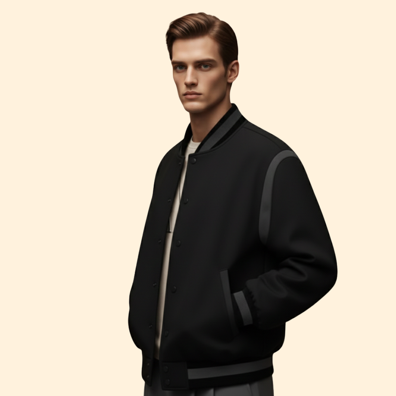 Men’s Sporty Bomber Jacket with Ribbed Cuffs