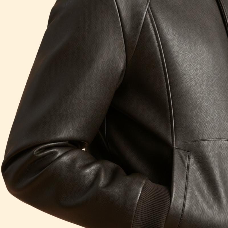 Men’s Suede Bomber Jacket with High Collar