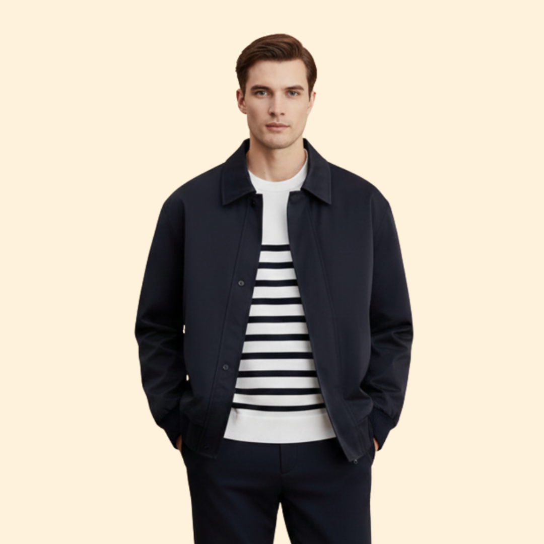 Men’s Bomber Jacket with Pointed Collar