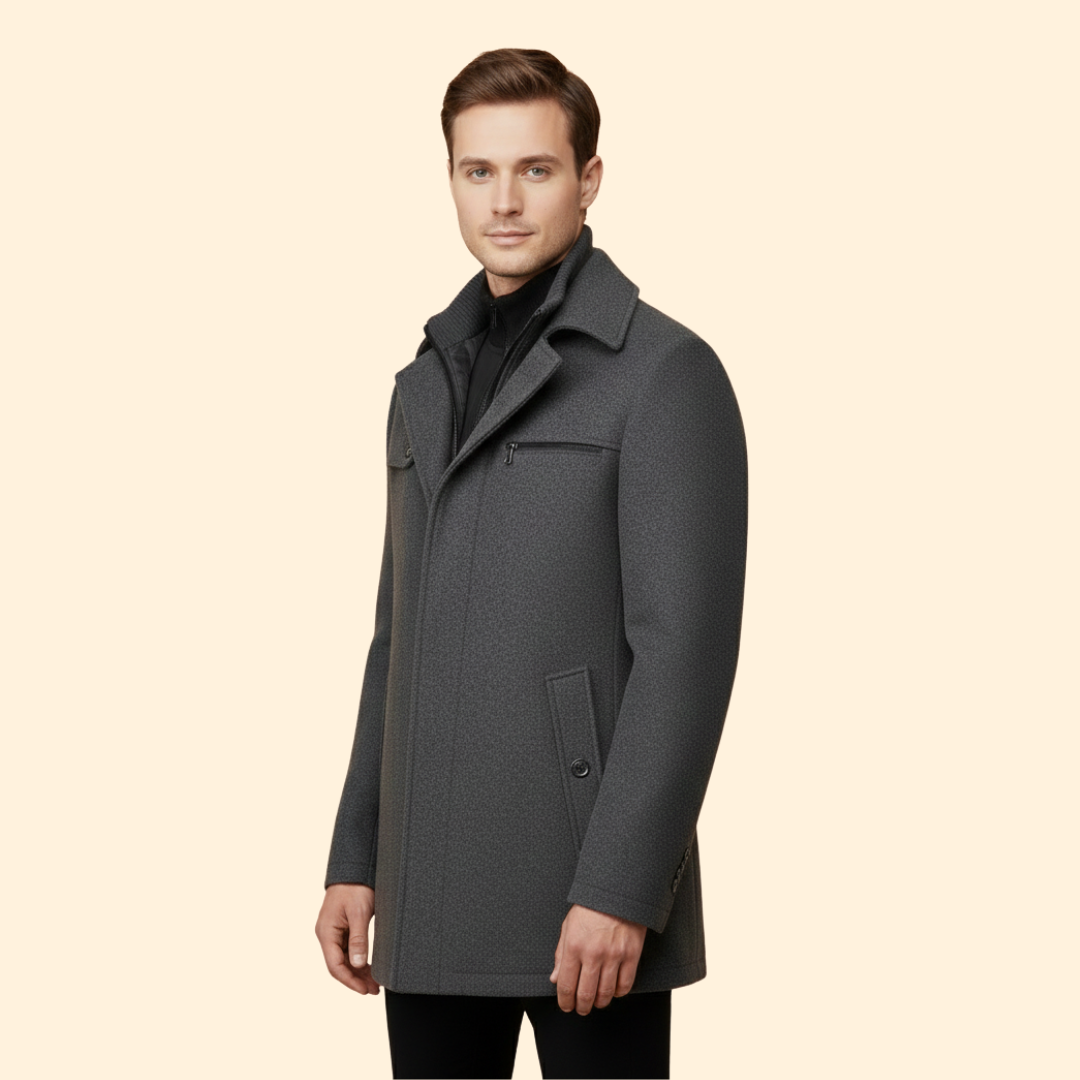 Men’s Long Coat with Stand Collar