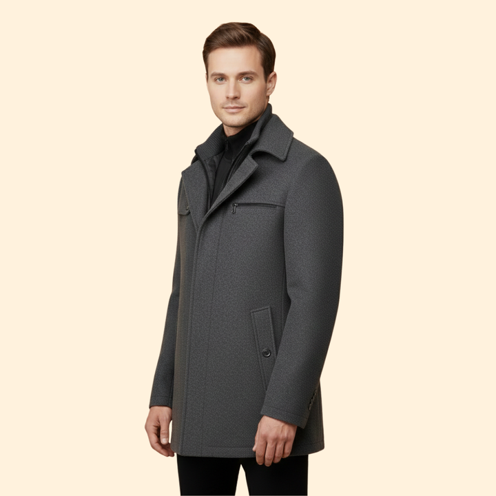 Men’s Long Coat with Stand Collar