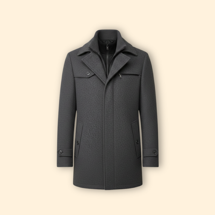 Men’s Long Coat with Stand Collar