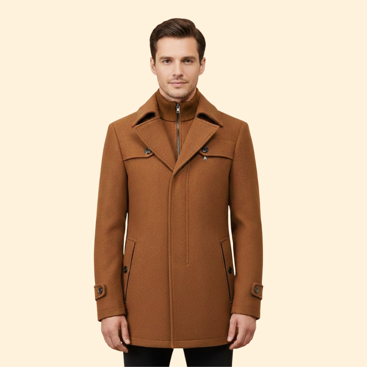 Men’s Long Coat with Stand Collar