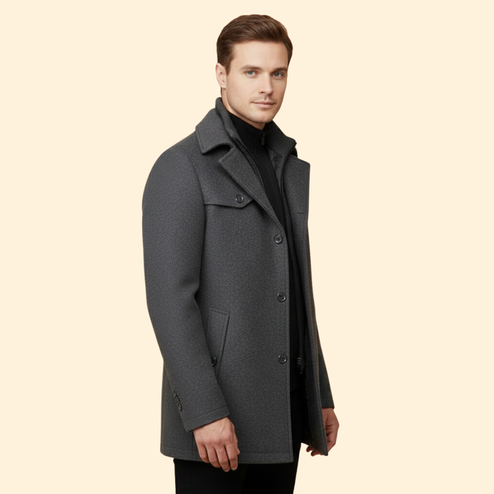 Men’s Long Coat with Stand Collar