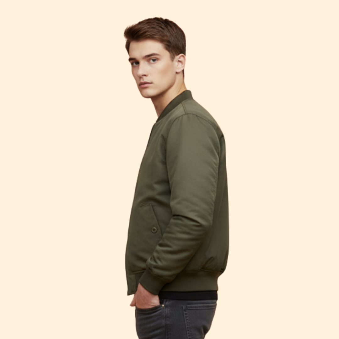Men’s Bomber Jacket with Quilted Front Panel