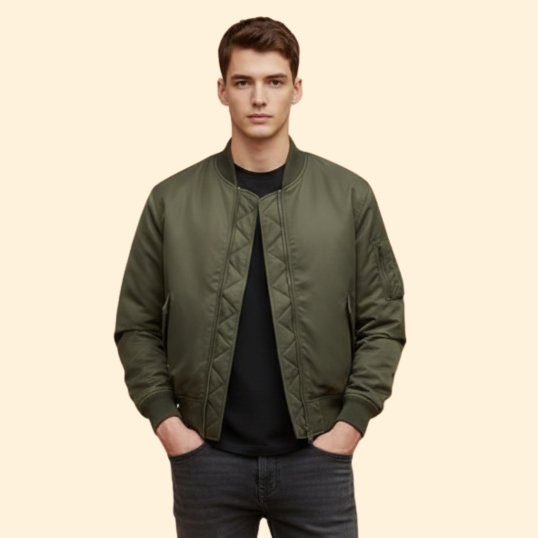 Men’s Bomber Jacket with Quilted Front Panel