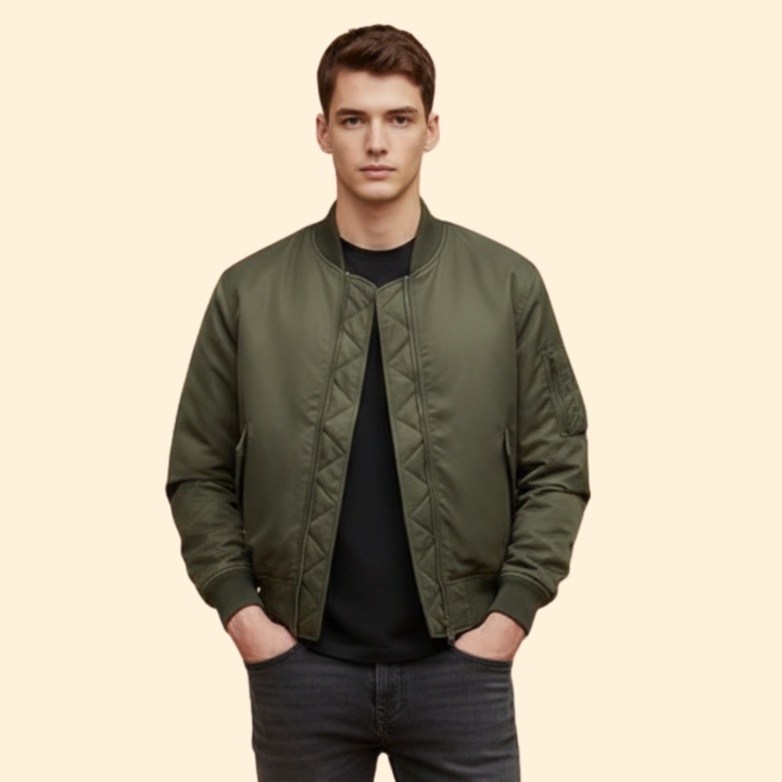 Men’s Bomber Jacket with Quilted Front Panel