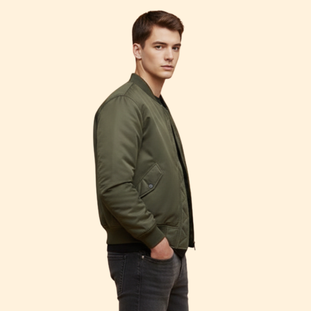 Men’s Bomber Jacket with Quilted Front Panel