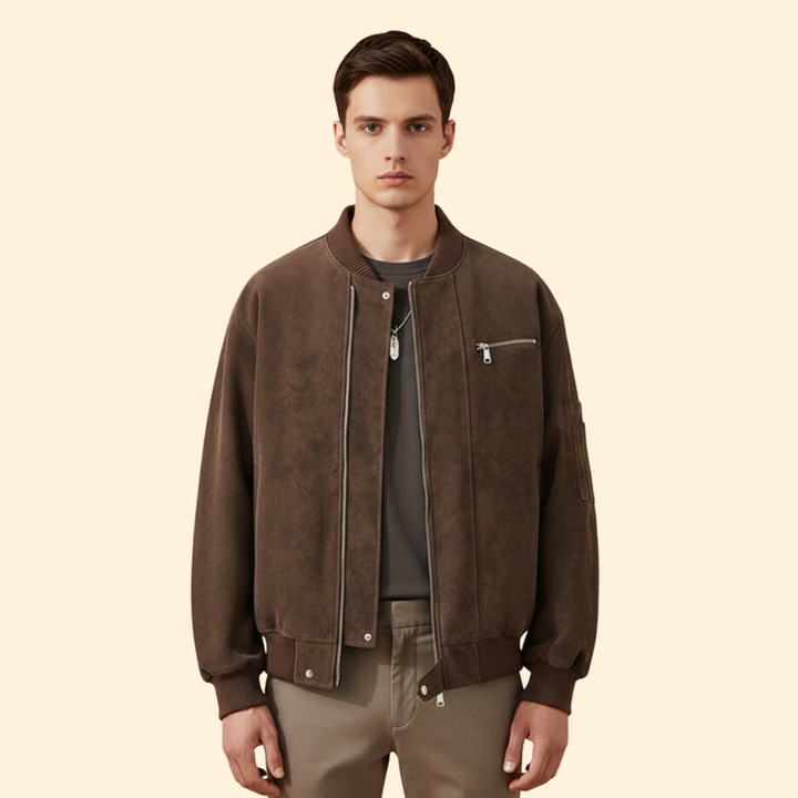 Men’s Vintage Bomber Jacket with Stylish Details