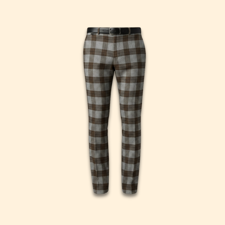 Men’s Slim Fit Trousers with Checkered Pattern
