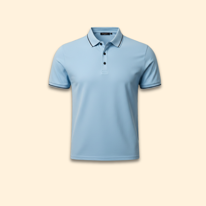 Men’s Short Sleeve Polo Shirt with Trimmed Collar