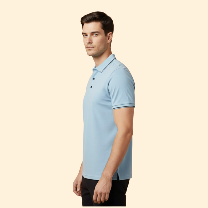 Men’s Short Sleeve Polo Shirt with Trimmed Collar