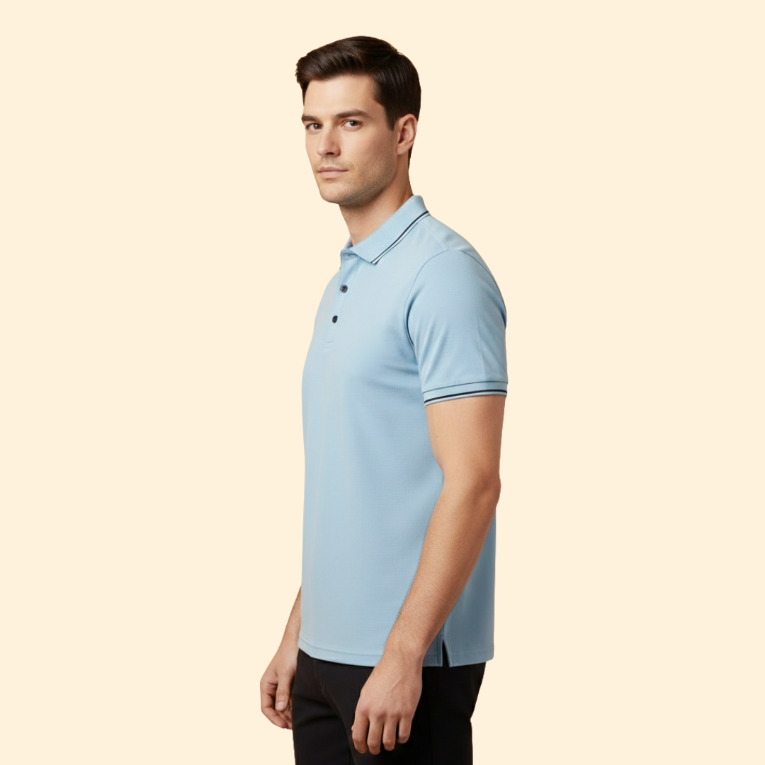 Men’s Short Sleeve Polo Shirt with Trimmed Collar
