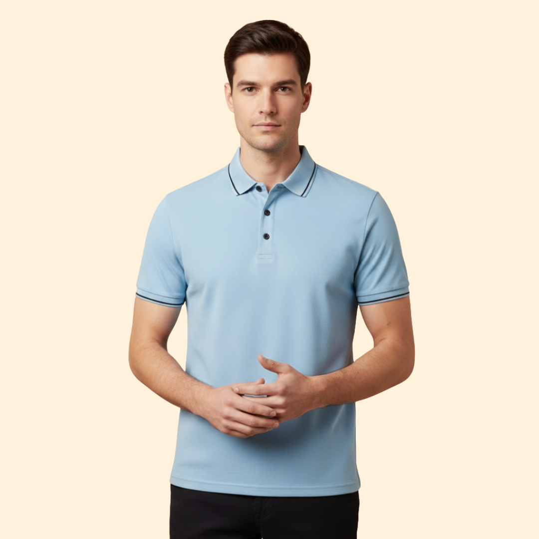 Men’s Short Sleeve Polo Shirt with Trimmed Collar