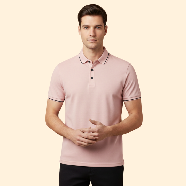Men’s Short Sleeve Polo Shirt with Trimmed Collar
