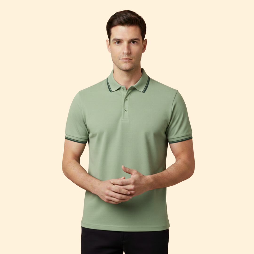 Men’s Short Sleeve Polo Shirt with Trimmed Collar