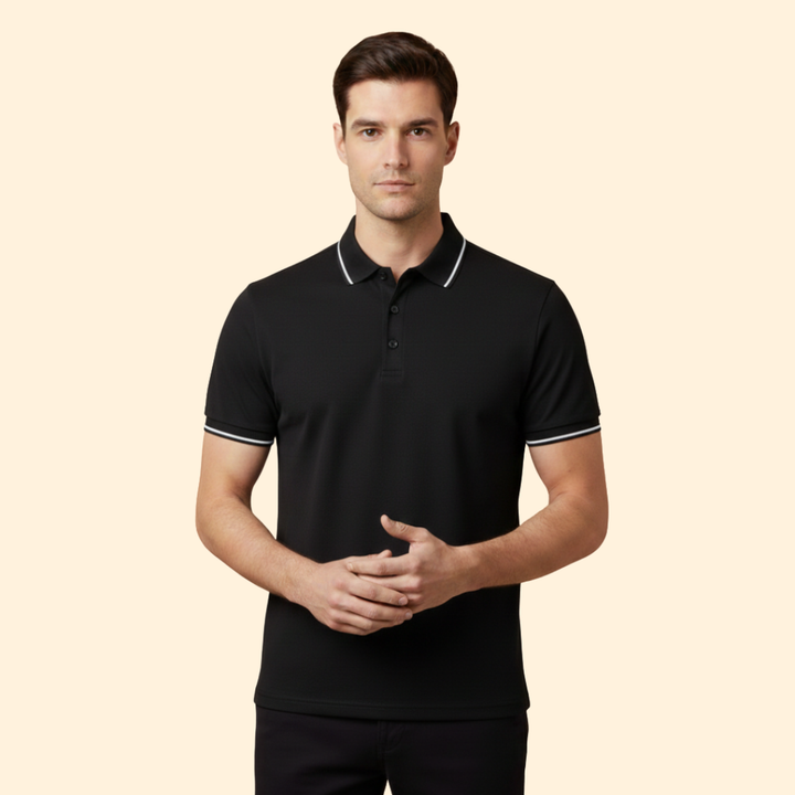Men’s Short Sleeve Polo Shirt with Trimmed Collar