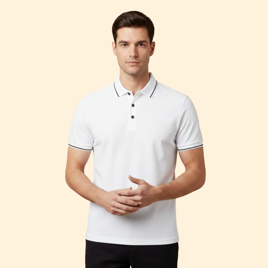 Men’s Short Sleeve Polo Shirt with Trimmed Collar