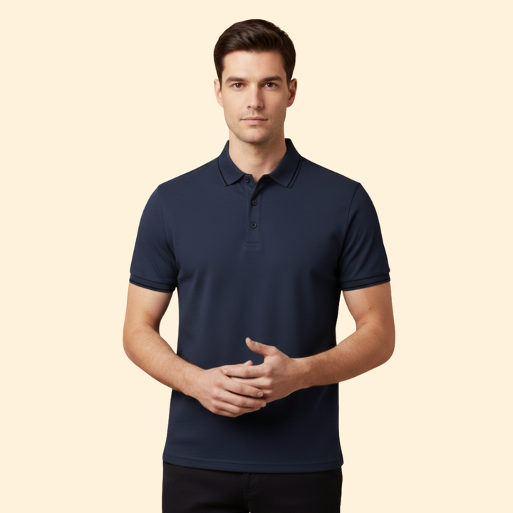 Men’s Short Sleeve Polo Shirt with Trimmed Collar