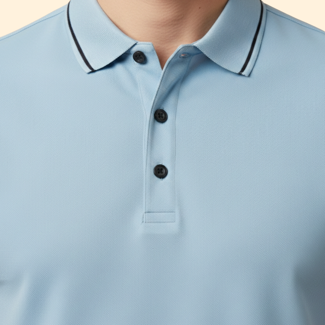 Men’s Short Sleeve Polo Shirt with Trimmed Collar