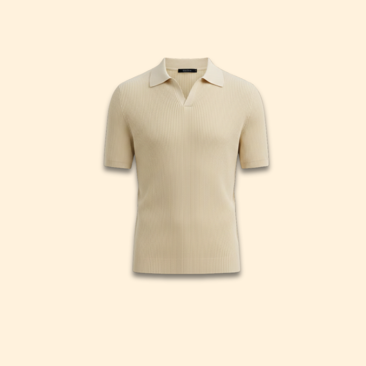 Men’s Waffle Polo Shirt with Short Sleeves