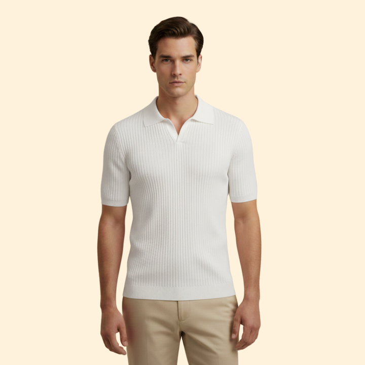 Men’s Waffle Polo Shirt with Short Sleeves