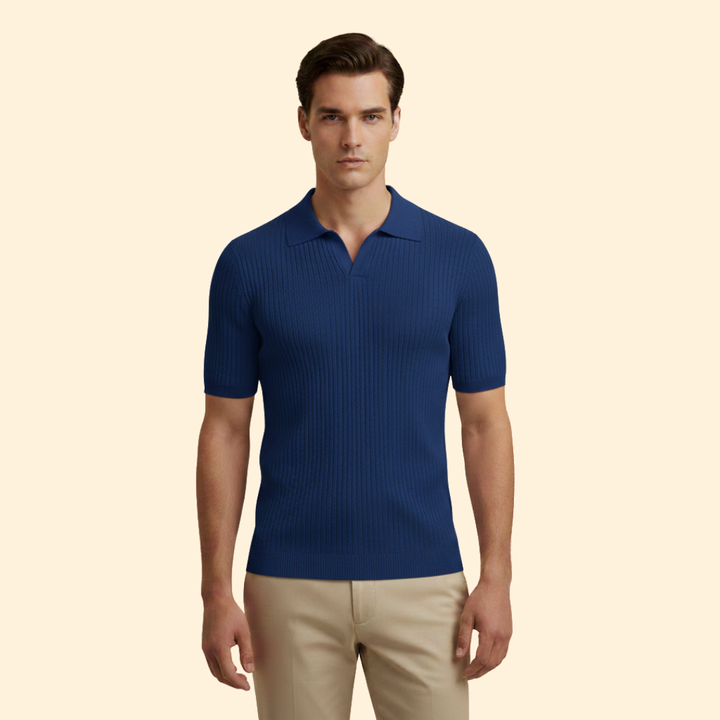 Men’s Waffle Polo Shirt with Short Sleeves