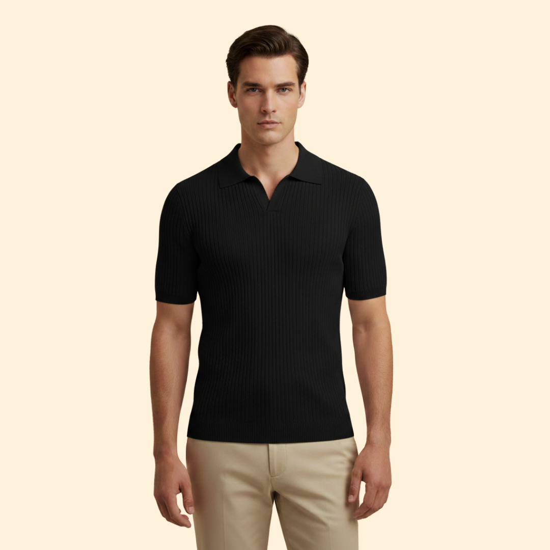 Men’s Waffle Polo Shirt with Short Sleeves