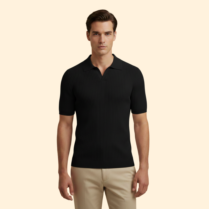 Men’s Waffle Polo Shirt with Short Sleeves