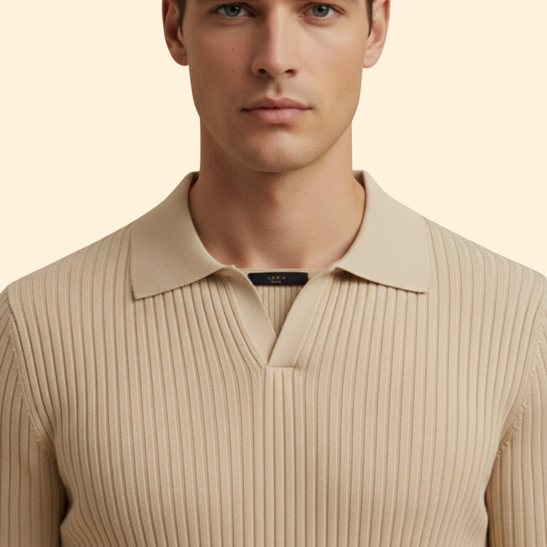 Men’s Waffle Polo Shirt with Short Sleeves