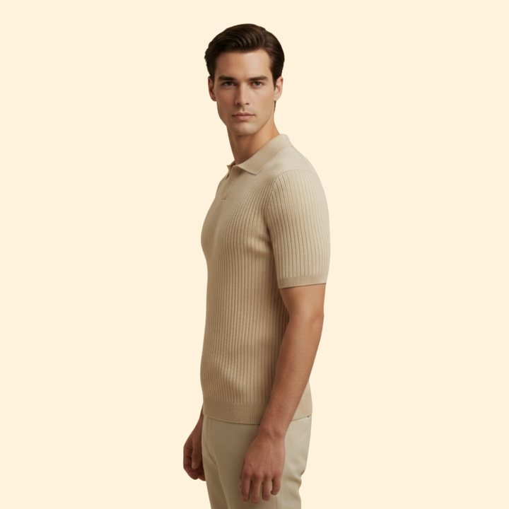 Men’s Waffle Polo Shirt with Short Sleeves