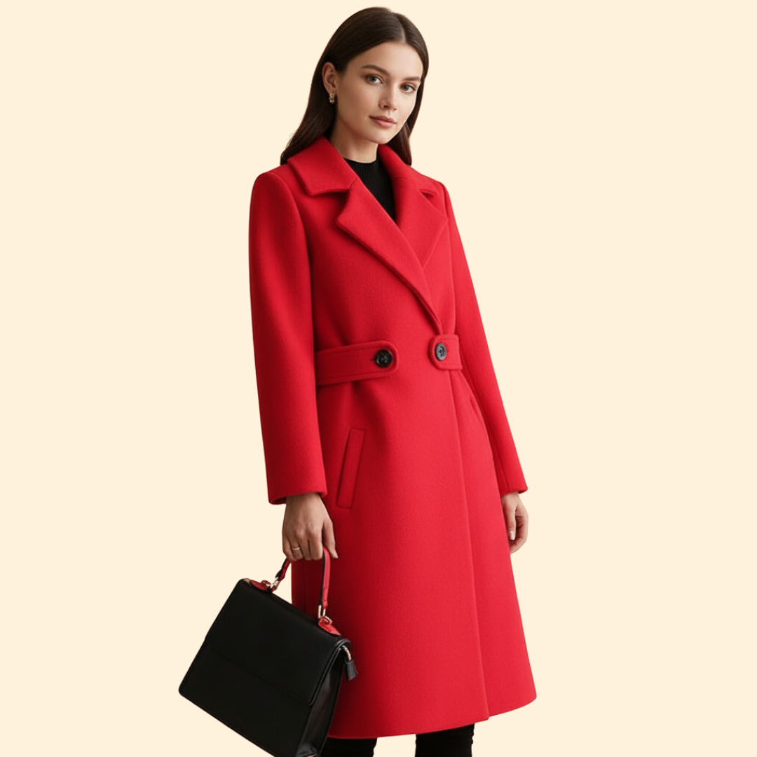 Women’s Mid Length Coat with Buttoned Front