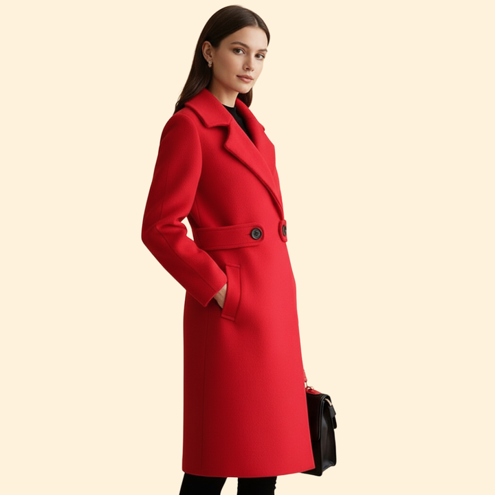 Women’s Mid Length Coat with Buttoned Front