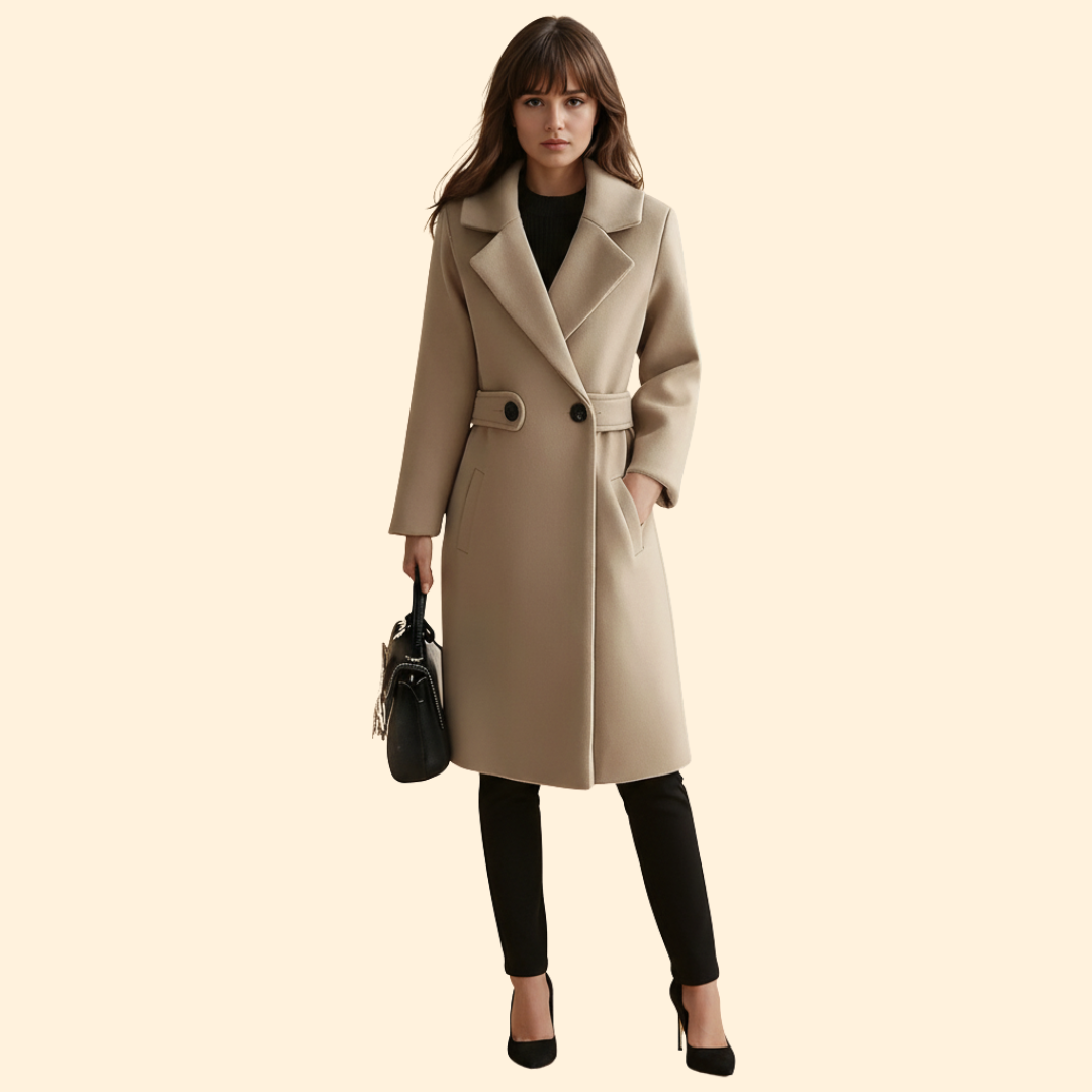 Women’s Mid Length Coat with Buttoned Front