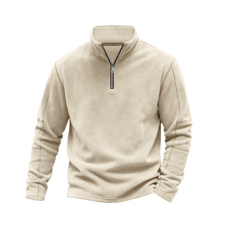 Men's Half-Zip Fleece Pullover with Stand Collar