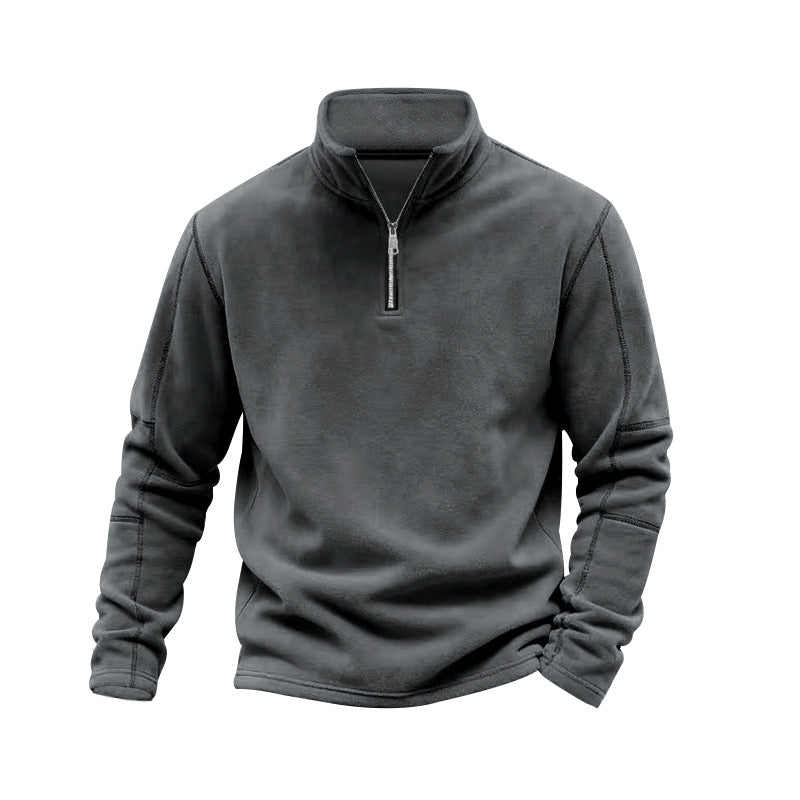 Men's Half-Zip Fleece Pullover with Stand Collar