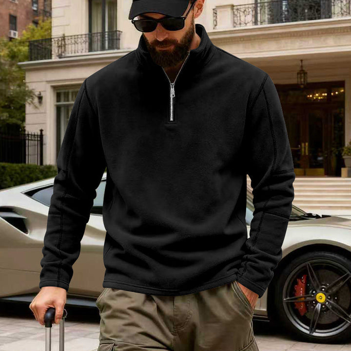 Men's Half-Zip Fleece Pullover with Stand Collar