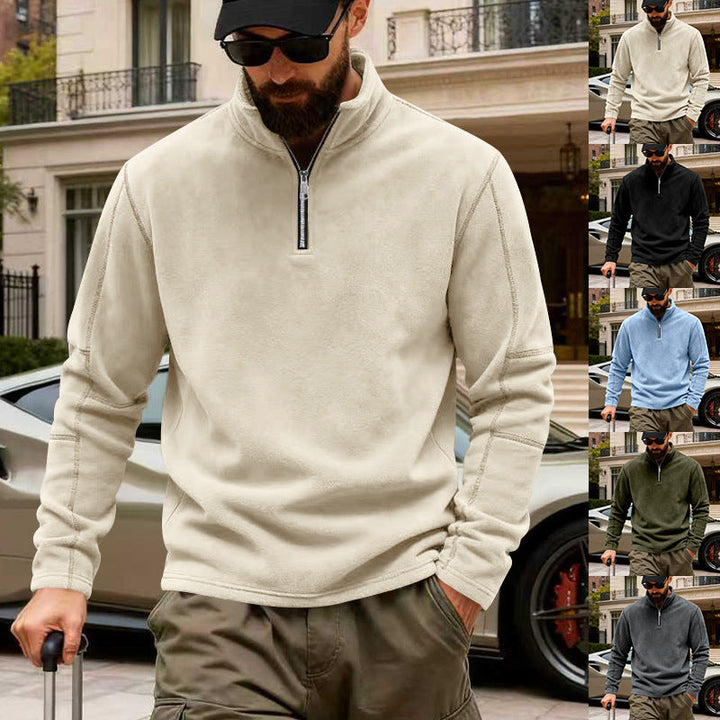 Men's Half-Zip Fleece Pullover with Stand Collar